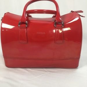 Furla Red Large Candy Tote Handbag Purse